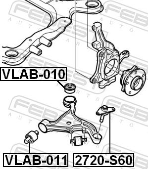 Febest VLAB-010 - Сайлентблок, важіль підвіски колеса autozip.com.ua