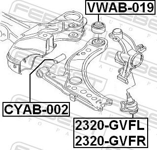 Febest VWAB-019 - Сайлентблок, важіль підвіски колеса autozip.com.ua