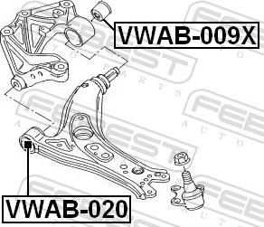Febest VWAB-020 - Сайлентблок, важіль підвіски колеса autozip.com.ua