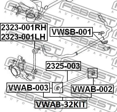 Febest VWAB-32KIT - Сайлентблок, важеля підвіски колеса autozip.com.ua