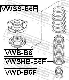 Febest VWB-B6 - Підшипник кочення, опора стійки амортизатора autozip.com.ua