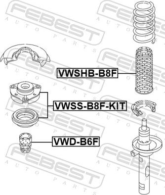 Febest VWSS-B8F-KIT - Опора стійки амортизатора, подушка autozip.com.ua