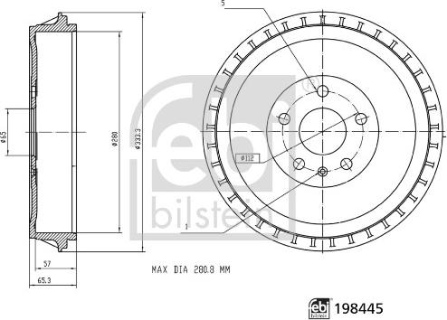 FEBI Bilstein 198445 - Гальмівний барабан autozip.com.ua
