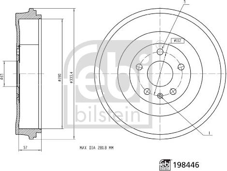 FEBI Bilstein 198446 - Гальмівний барабан autozip.com.ua