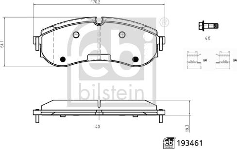 FEBI Bilstein 193461 - Гальмівні колодки, дискові гальма autozip.com.ua