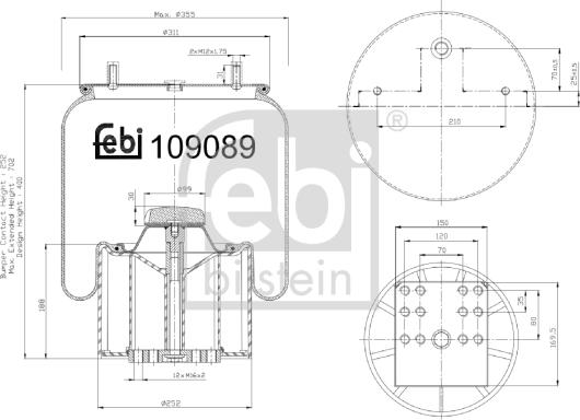 Febi Bilstein 109089 - Кожух пневматичної ресори autozip.com.ua