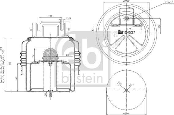 Febi Bilstein 104537 - Кожух пневматичної ресори autozip.com.ua