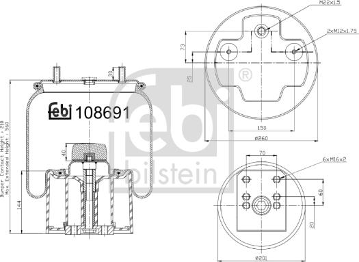 Febi Bilstein 108691 - Кожух пневматичної ресори autozip.com.ua