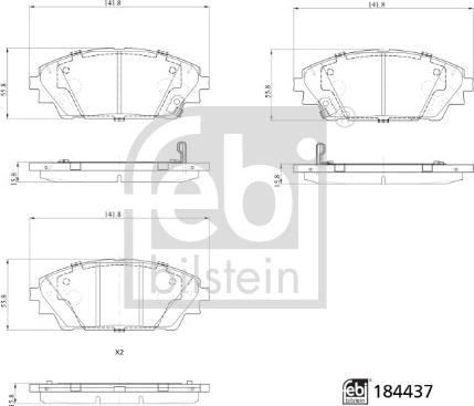 Febi Bilstein 184437 - Гальмівні колодки, дискові гальма autozip.com.ua