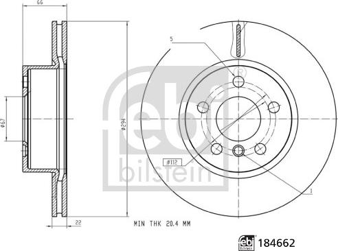 Febi Bilstein 184662 - Гальмівний диск autozip.com.ua