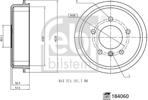 Febi Bilstein 184060 - Гальмівний барабан autozip.com.ua