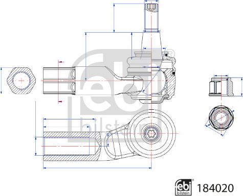 Febi Bilstein 184020 - Наконечник рульової тяги, кульовий шарнір autozip.com.ua