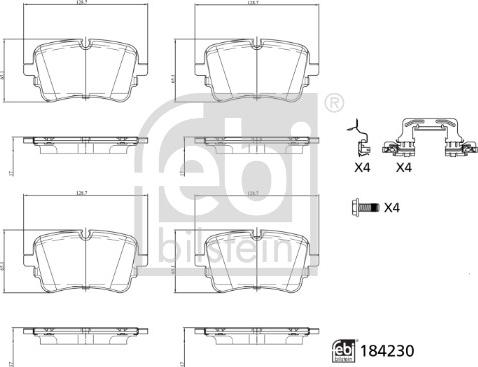 Febi Bilstein 184230 - Гальмівні колодки, дискові гальма autozip.com.ua