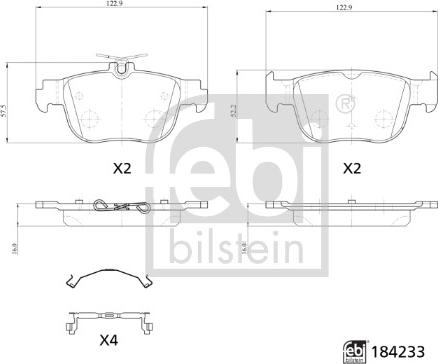 Febi Bilstein 184233 - Гальмівні колодки, дискові гальма autozip.com.ua