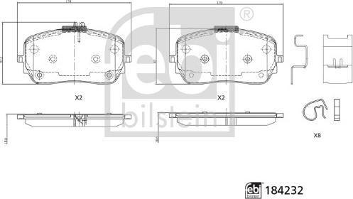 Febi Bilstein 184232 - Гальмівні колодки, дискові гальма autozip.com.ua