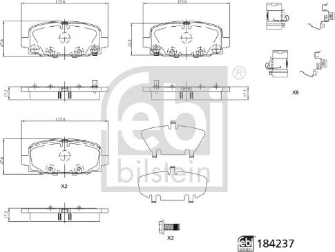 Febi Bilstein 184237 - Гальмівні колодки, дискові гальма autozip.com.ua