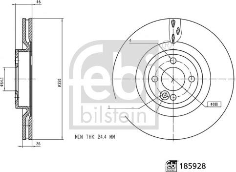 Febi Bilstein 185928 - Гальмівний диск autozip.com.ua