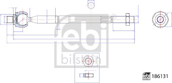 Febi Bilstein 186131 - Осьовий шарнір, рульова тяга autozip.com.ua