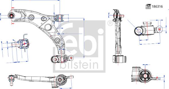 Febi Bilstein 186316 - Важіль незалежної підвіски колеса autozip.com.ua