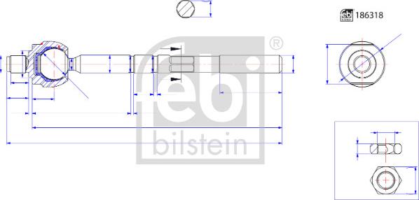 FEBI Bilstein 186318 - Осьовий шарнір, рульова тяга autozip.com.ua
