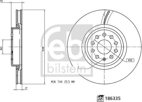 FEBI Bilstein 186335 - Гальмівний диск autozip.com.ua