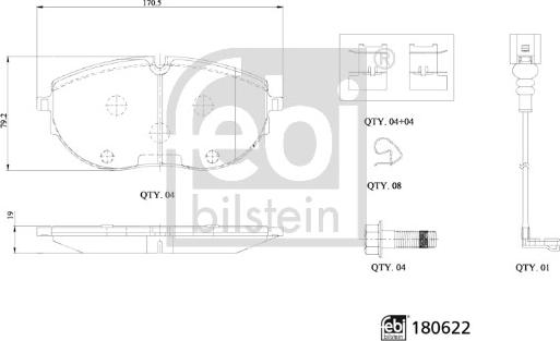 Febi Bilstein 180622 - Гальмівні колодки, дискові гальма autozip.com.ua