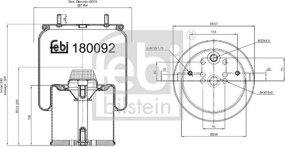 Febi Bilstein 180092 - Кожух пневматичної ресори autozip.com.ua