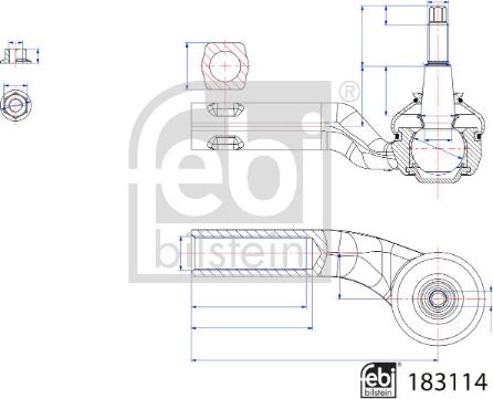 Febi Bilstein 183114 - Наконечник рульової тяги, кульовий шарнір autozip.com.ua