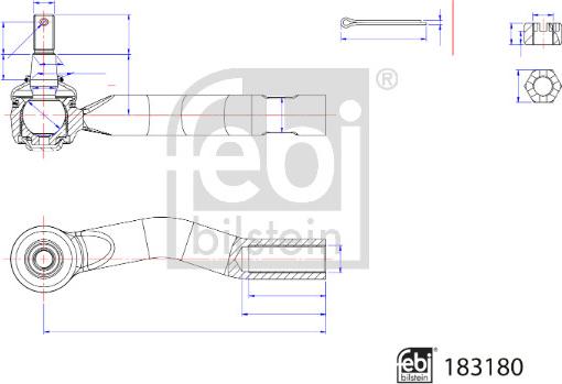 FEBI Bilstein 183180 - Наконечник рульової тяги, кульовий шарнір autozip.com.ua