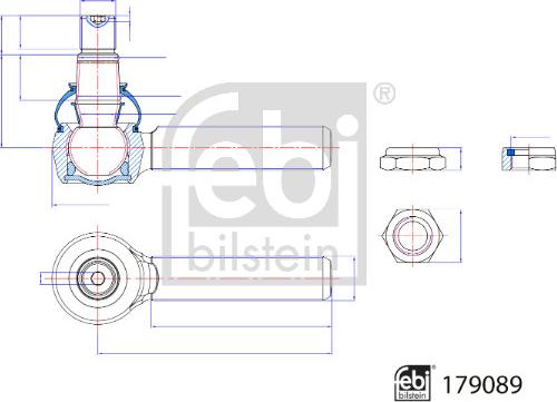 Febi Bilstein 179089 - Наконечник рульової тяги, кульовий шарнір autozip.com.ua