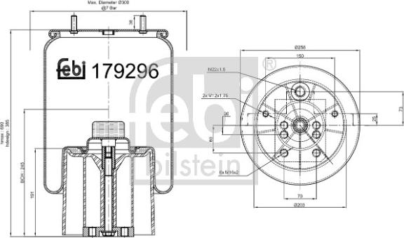 Febi Bilstein 179296 - Кожух пневматичної ресори autozip.com.ua