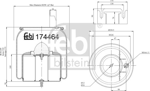 Febi Bilstein 174464 - Кожух пневматичної ресори autozip.com.ua