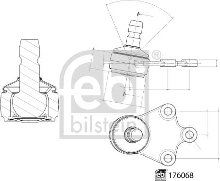 Febi Bilstein 176068 - Шарова опора, несучий / направляючий шарнір autozip.com.ua