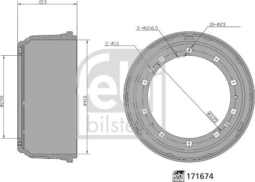 Febi Bilstein 171674 - Гальмівний барабан autozip.com.ua