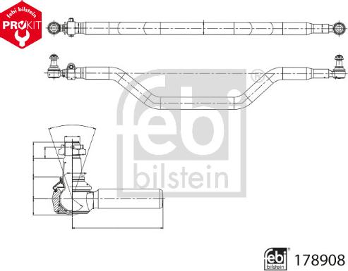 Febi Bilstein 178908 - Поперечна рульова тяга autozip.com.ua