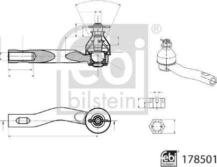 Febi Bilstein 178501 - Наконечник рульової тяги, кульовий шарнір autozip.com.ua