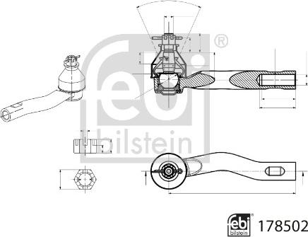 FEBI Bilstein 178502 - Наконечник рульової тяги, кульовий шарнір autozip.com.ua