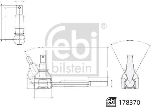 Febi Bilstein 178370 - Наконечник рульової тяги, кульовий шарнір autozip.com.ua