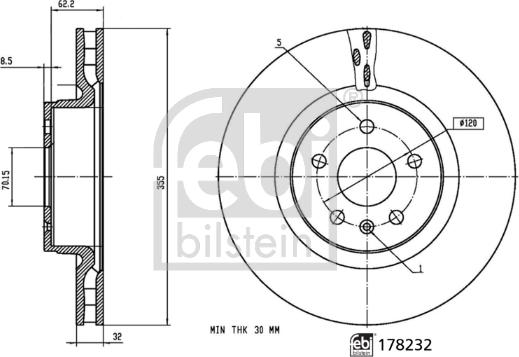 FEBI Bilstein 178232 - Гальмівний диск autozip.com.ua