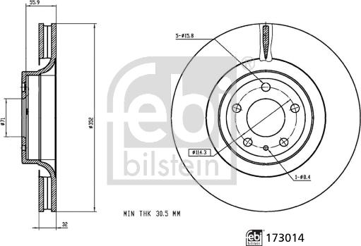 Febi Bilstein 173014 - Гальмівний диск autozip.com.ua