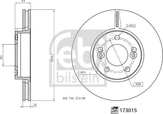 Febi Bilstein 173015 - Гальмівний диск autozip.com.ua