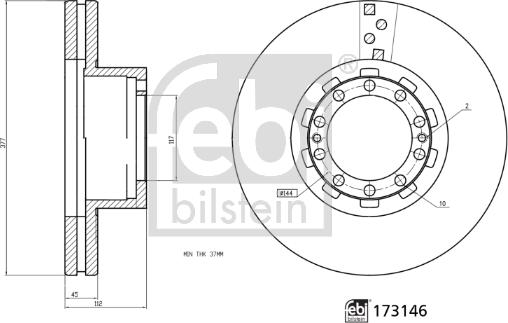 Febi Bilstein 173146 - Гальмівний диск autozip.com.ua