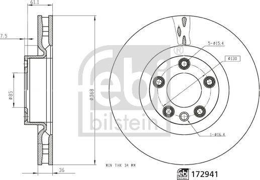 Febi Bilstein 172941 - Гальмівний диск autozip.com.ua