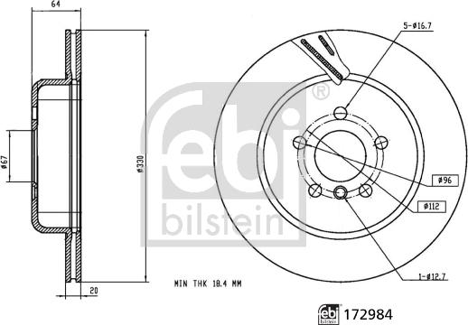 Febi Bilstein 172984 - Гальмівний диск autozip.com.ua