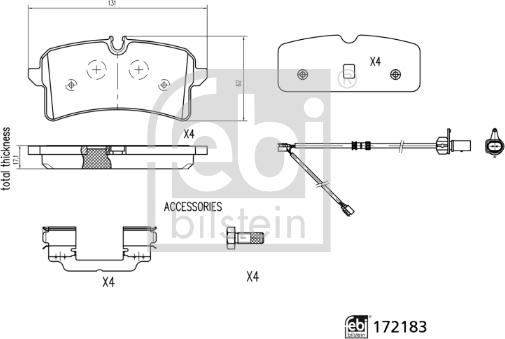 Febi Bilstein 172183 - Гальмівні колодки, дискові гальма autozip.com.ua