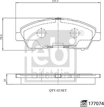 Febi Bilstein 177074 - Гальмівні колодки, дискові гальма autozip.com.ua