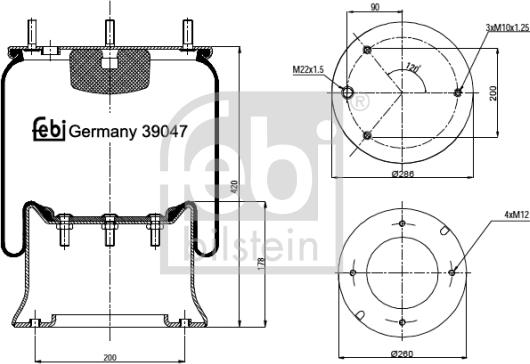 FEBI Bilstein 39047 - Кожух пневматичної ресори autozip.com.ua