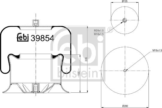 Febi Bilstein 39854 - Кожух пневматичної ресори autozip.com.ua