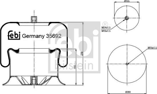 Febi Bilstein 35692 - Кожух пневматичної ресори autozip.com.ua