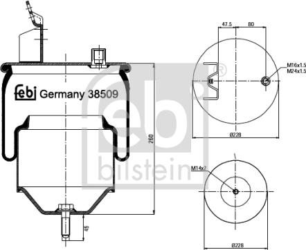 FEBI Bilstein 38509 - Кожух пневматичної ресори autozip.com.ua